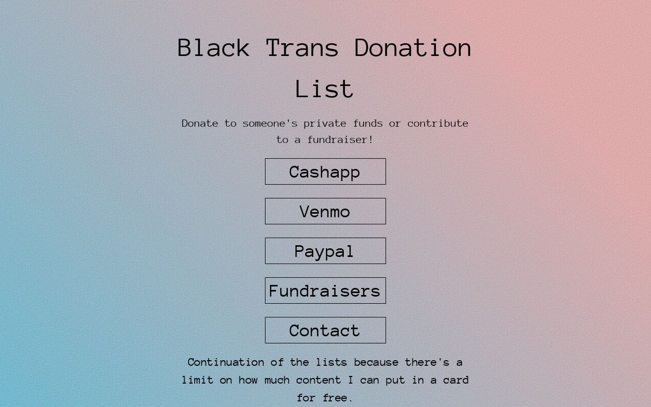 Black Trans Donation List